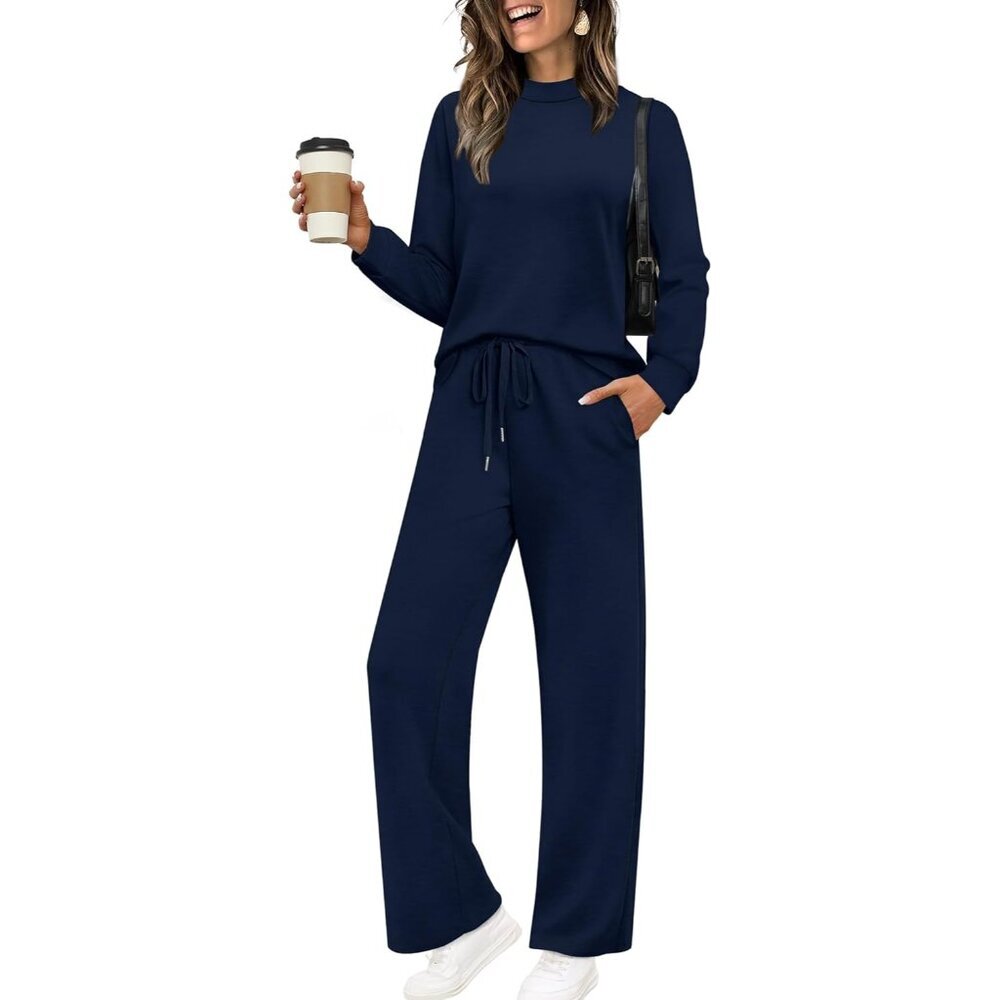 Women Two Piece Set Soft Stretchy Fall Loungewear Casual Travel Outfit